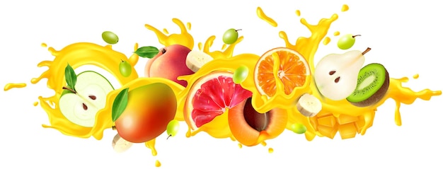 Aerosol de jugo e ilustración de frutas vector gratuito