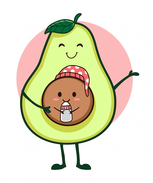 Aguacate Mama Y Bebe Vector Premium