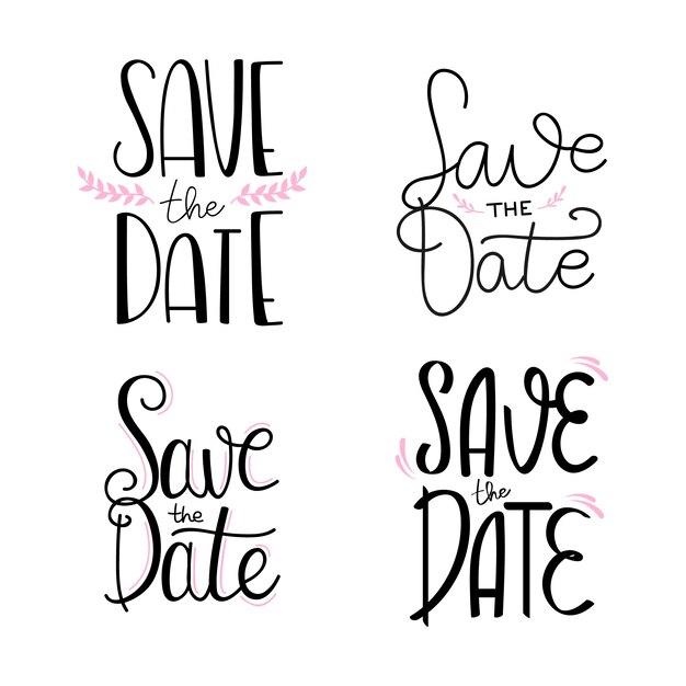 Ahorre la fecha colección de letras de boda vector gratuito