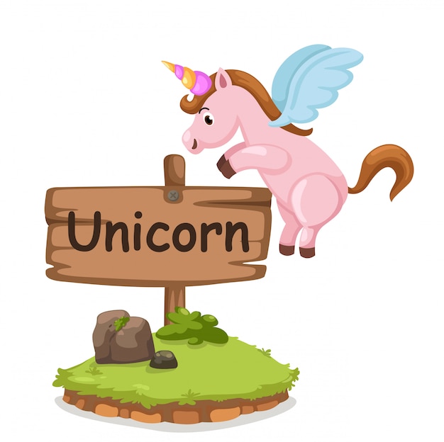 Alfabeto Animal Letra U Para Unicornio Vector Premium