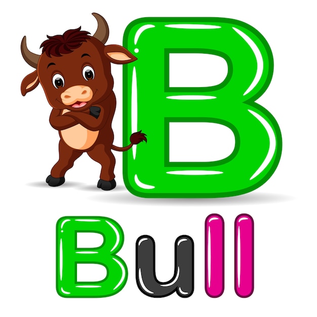 Alfabeto De Animales: B Es Para Bull | Vector Premium