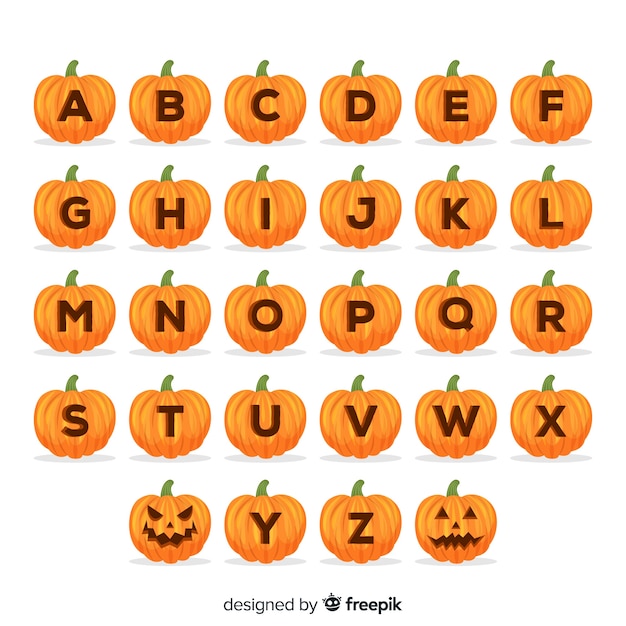 Alfabeto De Calabaza De Halloween Vector Gratis