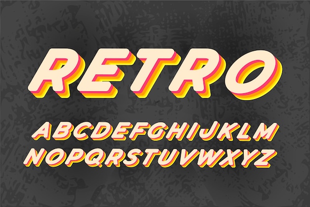 Download Alfabeto de letras 3d retro con sombra colorida | Vector ...