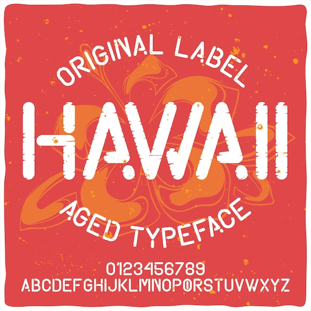 Alfabeto vintage y tipografía de etiqueta llamada hawaii. | Vector Gratis