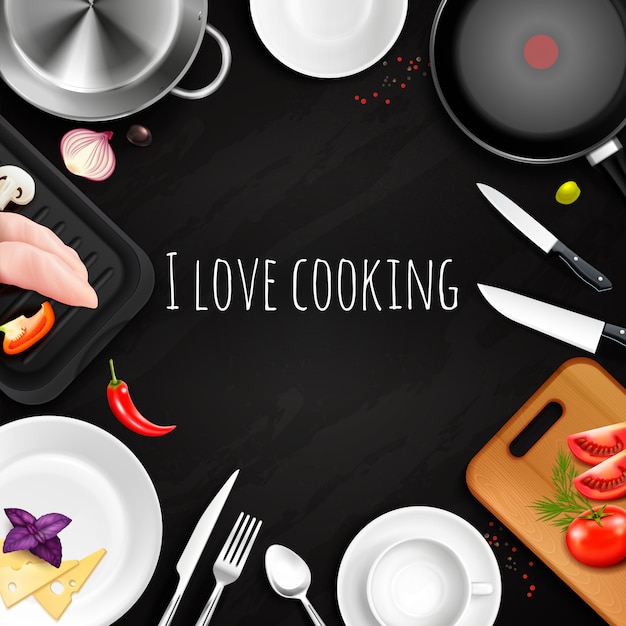 Amo Cocinar Fondo Realista Vector Gratis