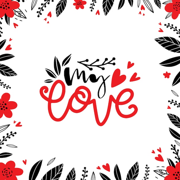 Amor Mensajes Dibujados A Mano Con Doodle En Estilo Rústico Vector Premium 9743