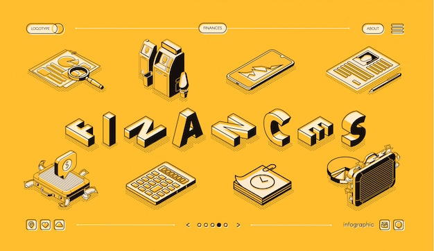 Análisis de finanzas, contabilidad de empresas y banner de web de vectores isométricos de consultoría. vector gratuito