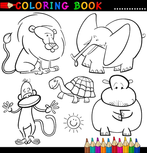 Animales para colorear libro o página | Vector Premium