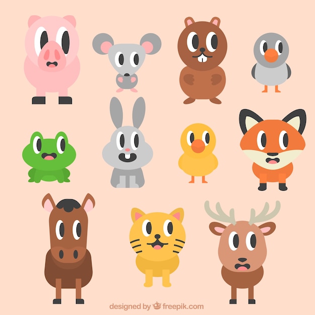 Animales Divertidos De Dibujos Animados Vector Premium