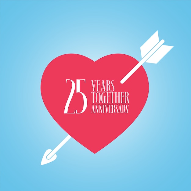 Aniversario De 25 Anos De Icono De Vector De Boda O Matrimonio Ilustracion Elemento De Diseno De Plantilla Con Corazon Y Flecha Para La Celebracion De La 25a Boda Vector Premium