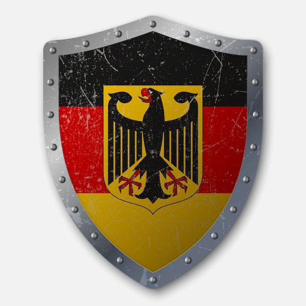 Antiguo Escudo Con Bandera De Alemania Vector Premium