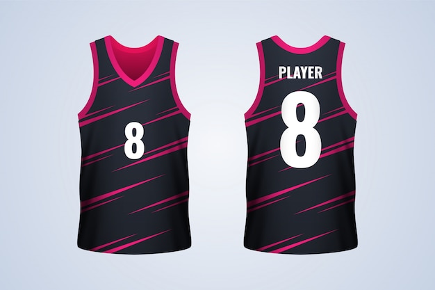 Anverso Y Reverso Negro Con Plantilla De Jersey De Baloncesto De Rayas ...