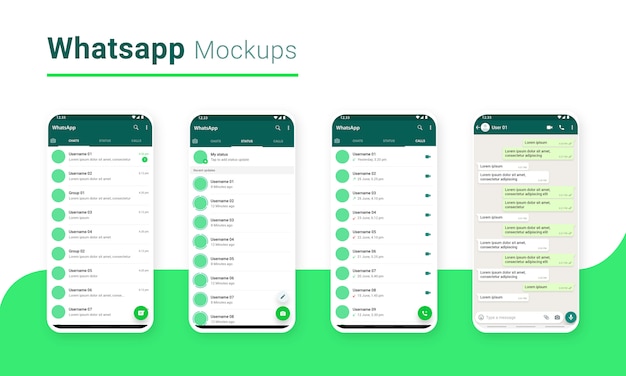 Aplicación de intercambio de masajes de chat de whatsapp ui mockup | Vector Premium