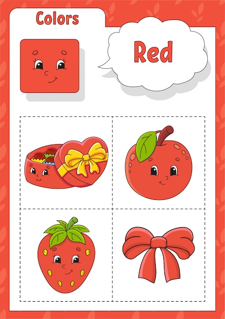 Aprendiendo Colores Color Rojo Flashcard Para Ninos Personajes