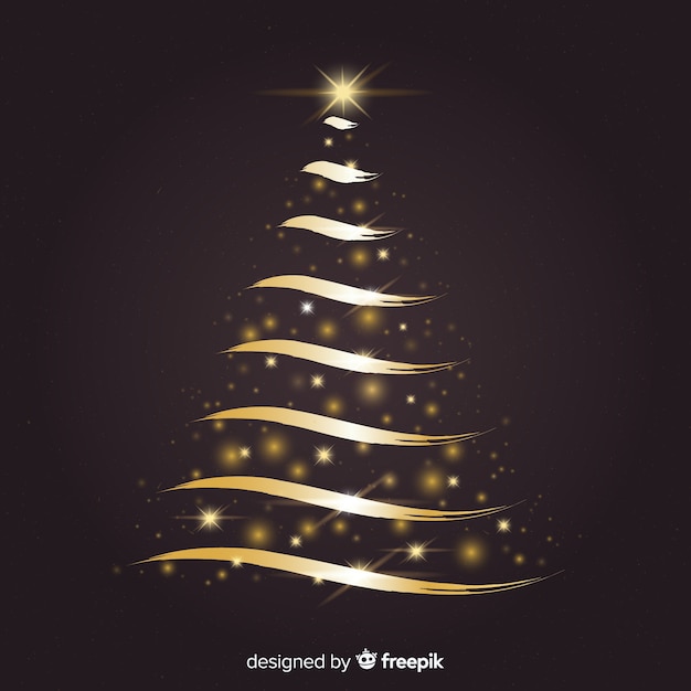 Rbol De Navidad Dorado Abstracto Vector Gratis