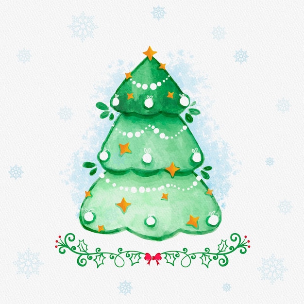 Árbol de navidad estilo acuarela Vector Gratis