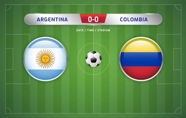 Argentina Vs Colombia Marcador De Futbol Emitido Torneo De America Del Sur 2019 Grupo B Vector Premium