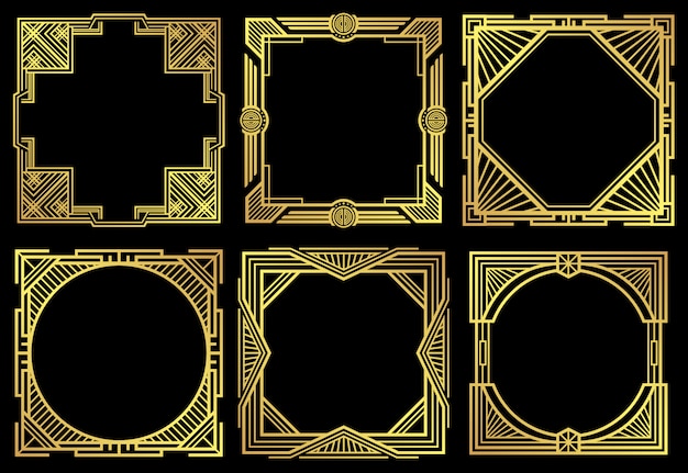 Art Deco Nuevos Marcos De Borde En Estilo De Vector Premium