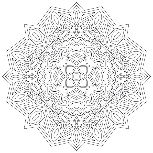 Arte De L Nea De Mandala Para Colorear Vector Premium