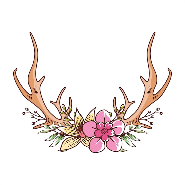 Download Astas de ciervo florales | Vector Premium