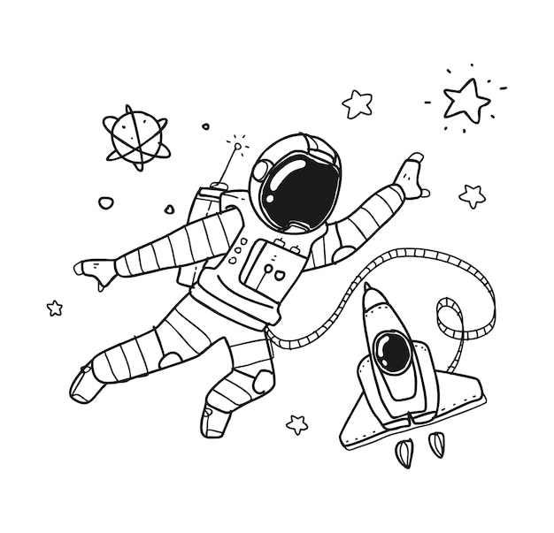 astronauta a mano dibujo