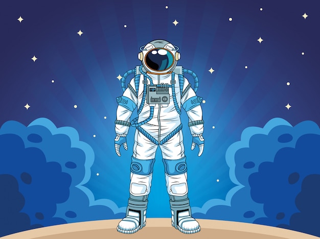 Astronauta En La Ilustración Del Personaje Espacial Vector Premium 5950