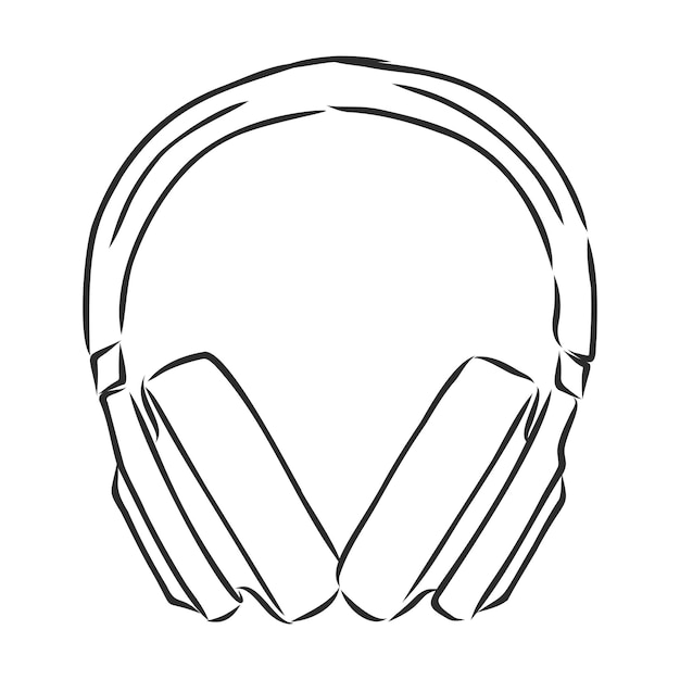 Auriculares Dibujados A Mano Dibujo Ilustración De Vector De Música