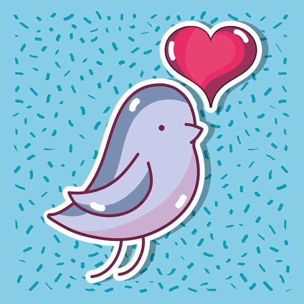 Aves amante de la paloma con diseño de corazón Vector