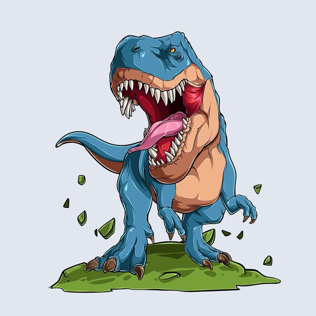 Azul Dinosaurio Tyrannosaurus T Rex Enojado Monstruo Azul Rugiente