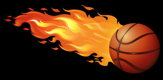 Baloncesto De Fuego Vector Premium