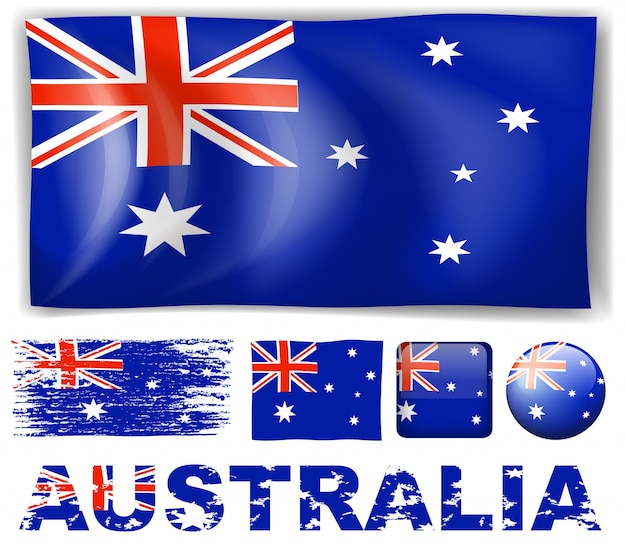 Bandera De Australia En La Ilustración De Diferentes Diseños Vector Gratis