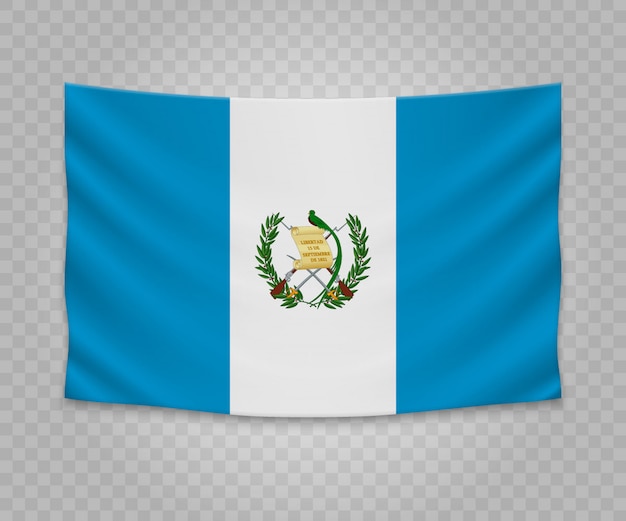 Bandera Colgante Realista De Guatemala Vector Premium