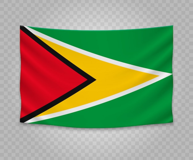 Bandera Colgante Realista De Guyana Vector Premium