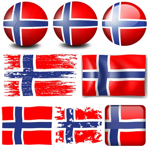 Bandera de noruega en diferentes objetos ilustración ...