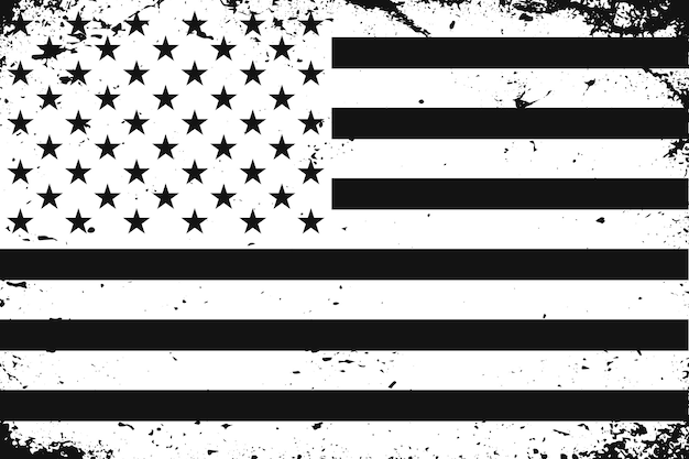 Bandera De Estados Unidos En Blanco Y Negro De Estilo Grunge Vector Premium 