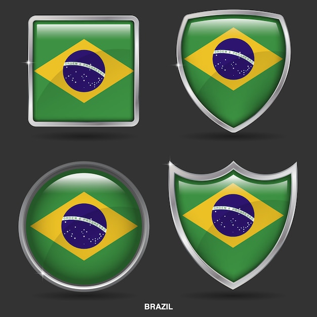 Banderas De Brasil En 4 Icono De Forma Vector Premium 9071