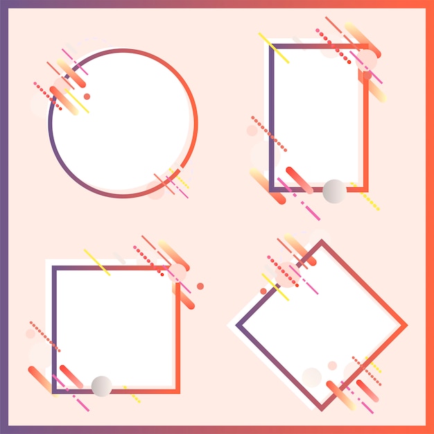 Banderas modernas en varias formas conjunto ilustración vector gratuito