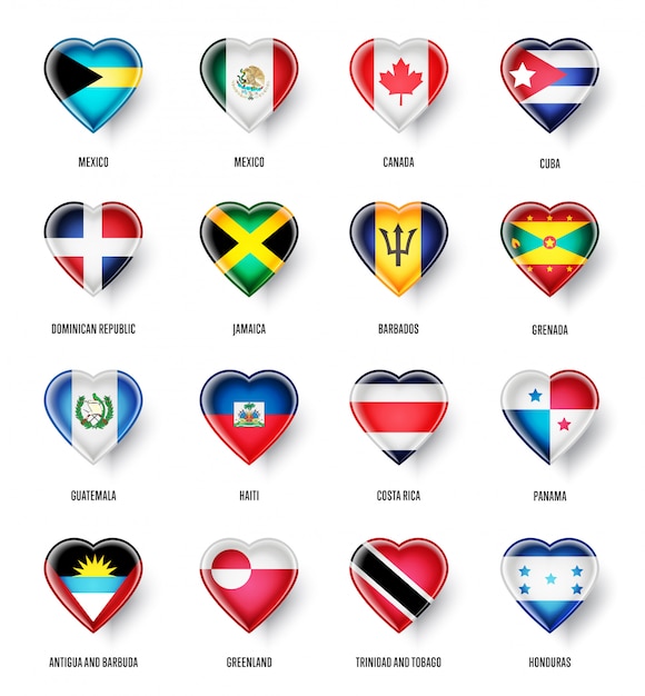 Banderas de países de américa del norte | Vector Premium