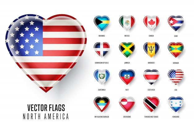 Banderas De Países De América Del Norte Vector Premium 2539