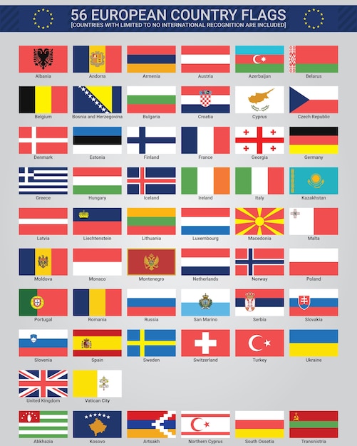 Banderas de países europeos | Vector Premium