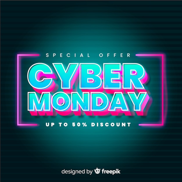 Banner futurista retro ciber lunes vector gratuito