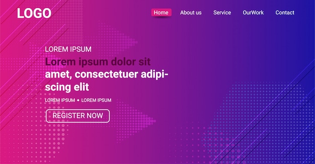 Banner de sitio web, fondo degradado de color púrpura y azul abstracto Vector Premium