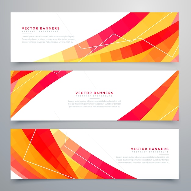 Banners Abstractos Con Líneas Amarillas Y Rojas | Vector Gratis