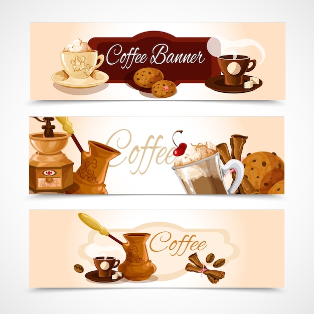 Banners de café horizontales | Vector Gratis