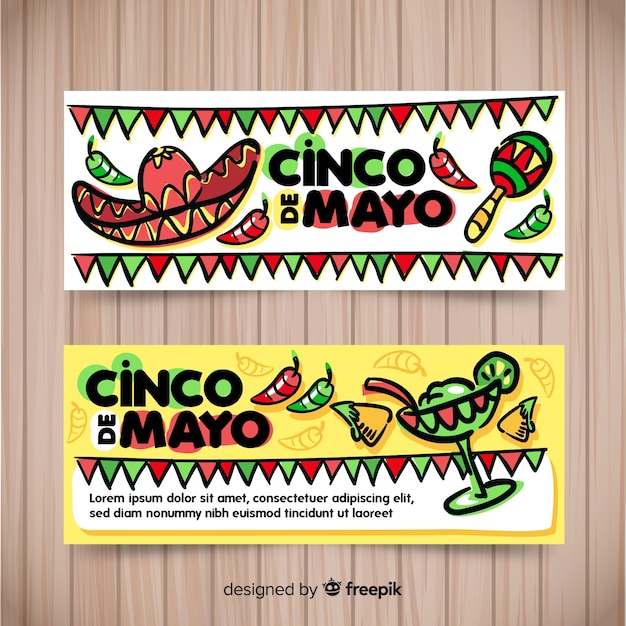 Banners del cinco de mayo Vector Gratis