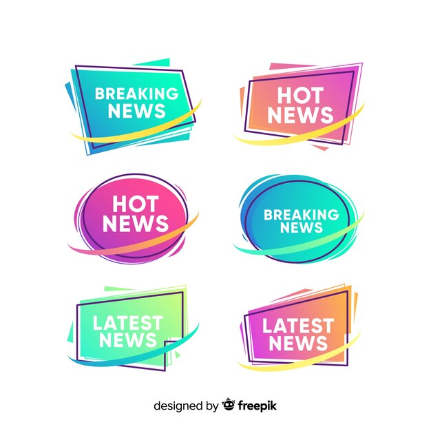 Banners coloridos de últimas noticias vector gratuito