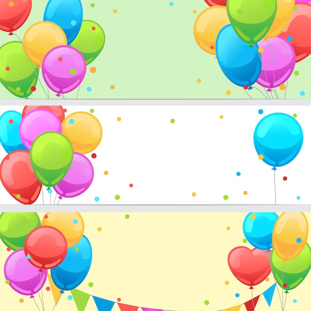 Banners de cumpleaños con globo para fiesta feliz celebración. | Vector ...