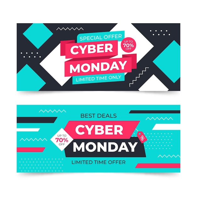 Banners De Cyber Monday En Dise O Plano Vector Gratis