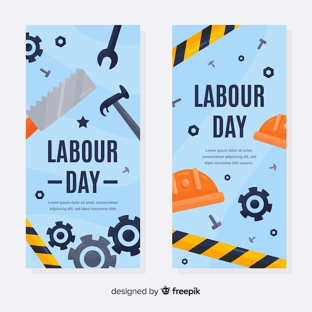 Banners De Feliz Dia Del Trabajador Vector Gratis