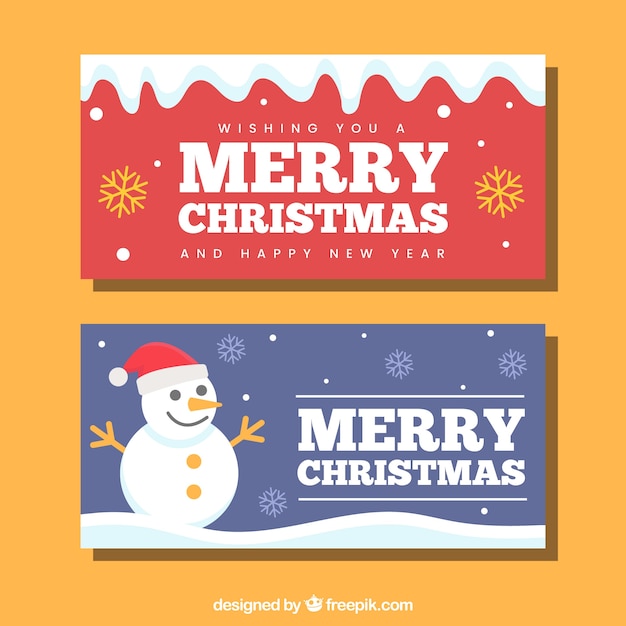 Banners de feliz navidad en diseño plano | Vector Gratis